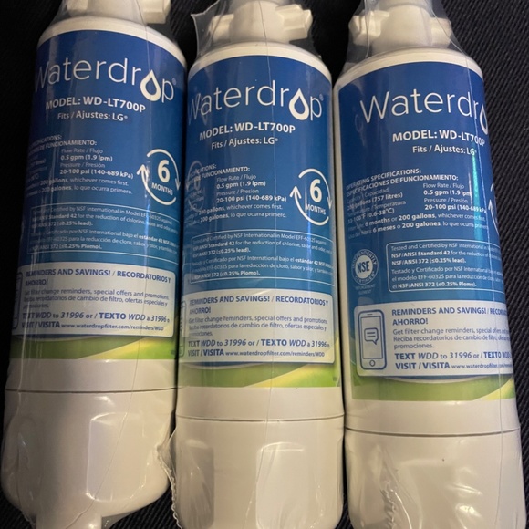 NWOT WATERDROP Replacement Water Filters for LG® LT700P® & LT120F® - Lot of 3 - Picture 4 of 6